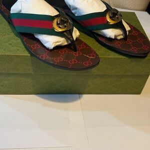 Gucci Black and Red Sandals